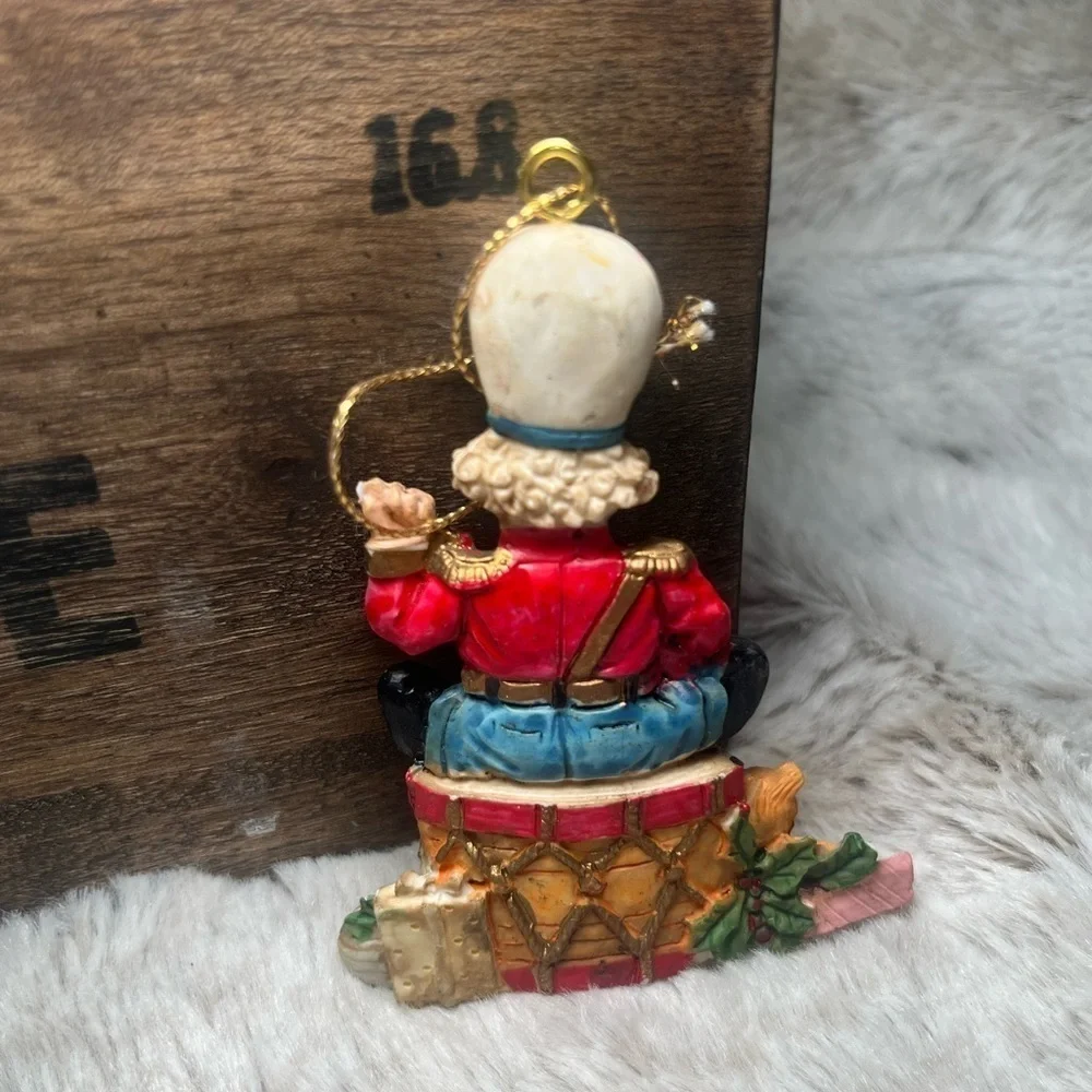Vintage Toy Soldier Bear Ornament | Drum Base | Christmas Figurine Decor